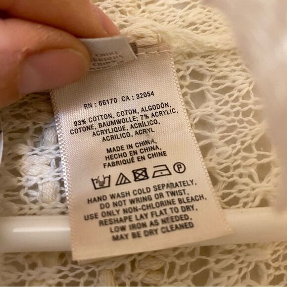 Anthropologie Knitted & Knotted Ismare Cable open Knit cotton Cardigan ivory S - Picture 9 of 12